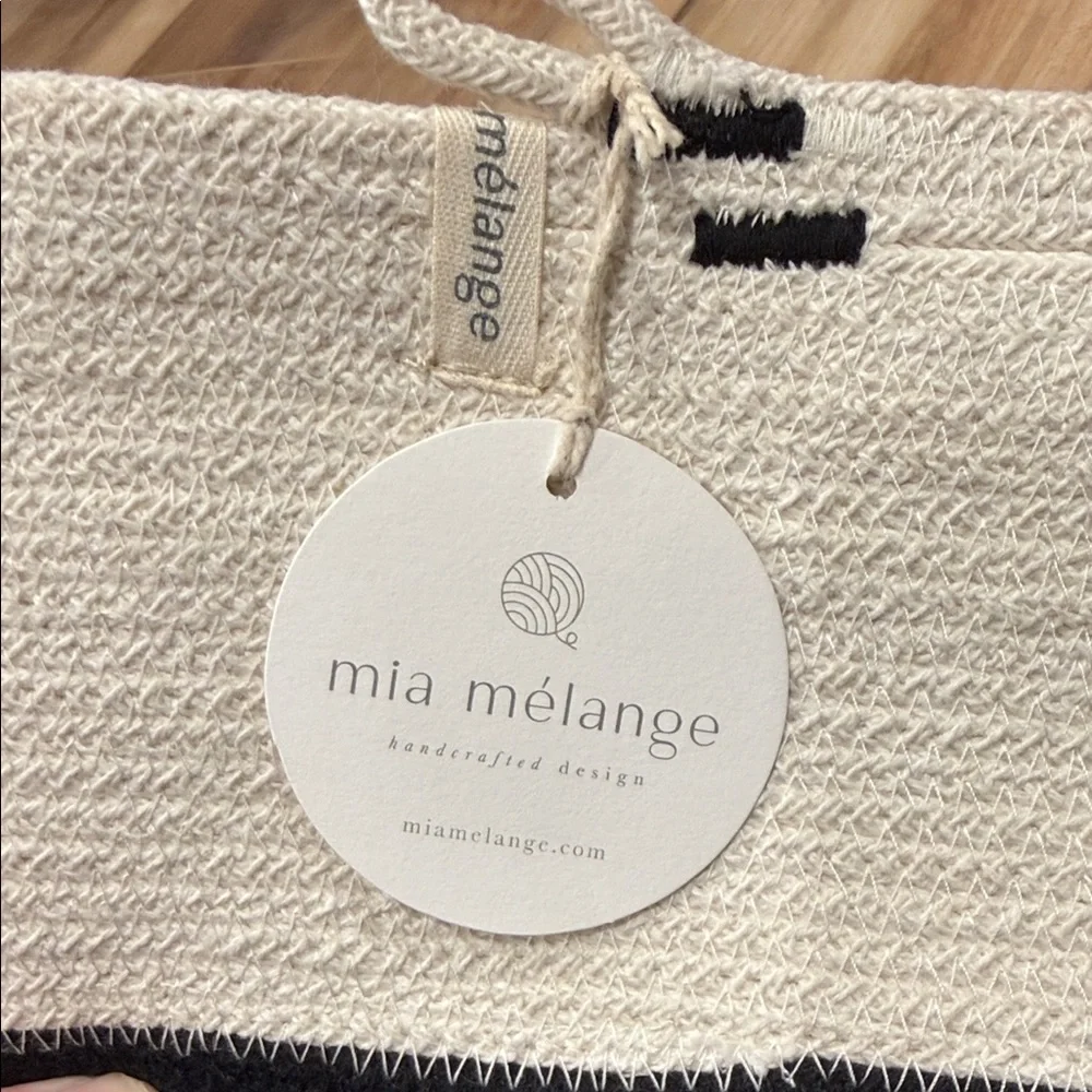 NWT Black and Cream Foldable Cotton Basket